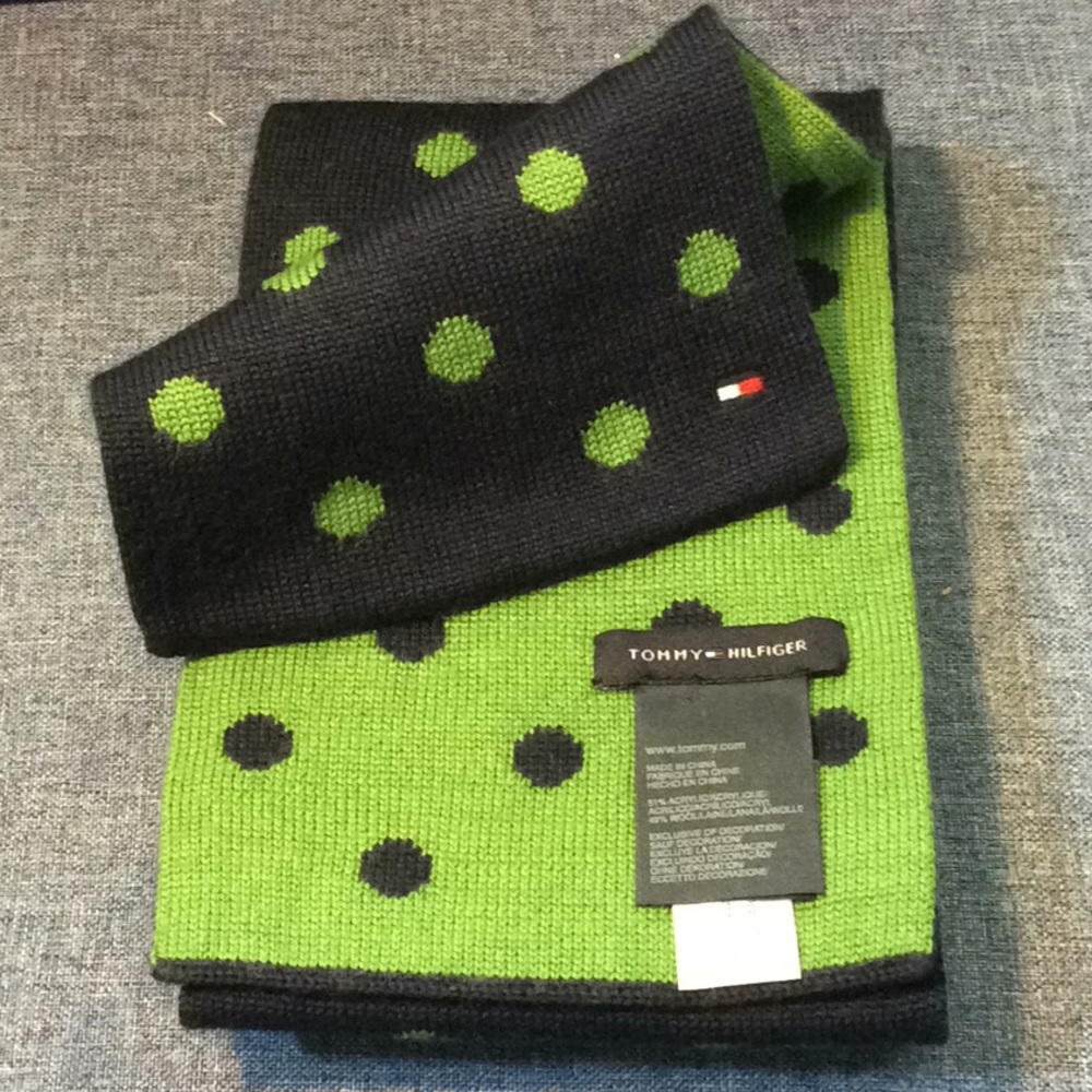 Tommy Hilfiger Knit Wool/Acrylic Scarf Navy/Green